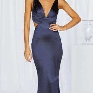 Sophisticated Midnight Blue Backless Dress